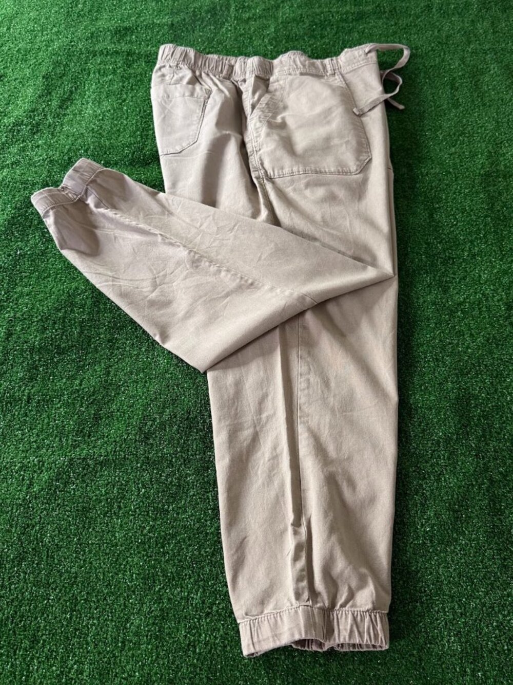 Sonoma Women's Core Utility Jogger Pants Drawstring Zip Ankle Hem Khaki Tan OX